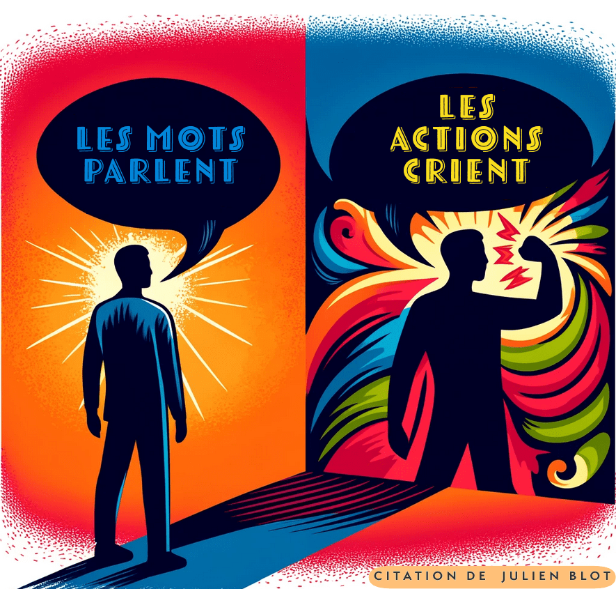 « Les mots parlent, les actions crient.». Julien Blot